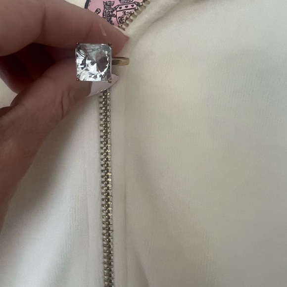 Rare Vintage Juicy Couture Velour Tracksuit jacket engagement ring zipper - Picture 3 of 8